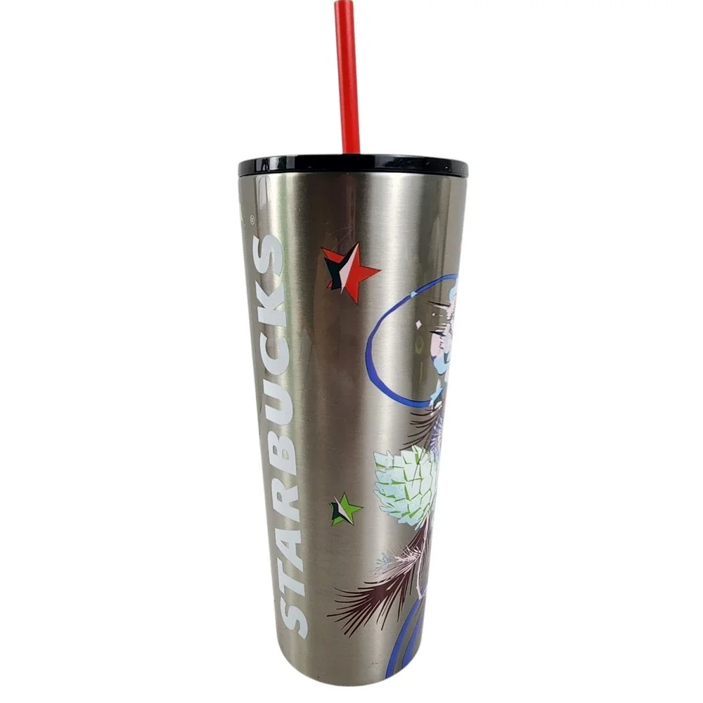 Starbucks Christmas 2023 Festive Stars Ornaments Stainless Steel Tumbler 24 Oz